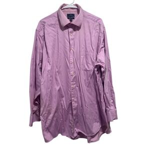 Dockers Iron Free Mens XL Pink Stripe Dress Shirt 17 17 1/2 34 35 Cotton